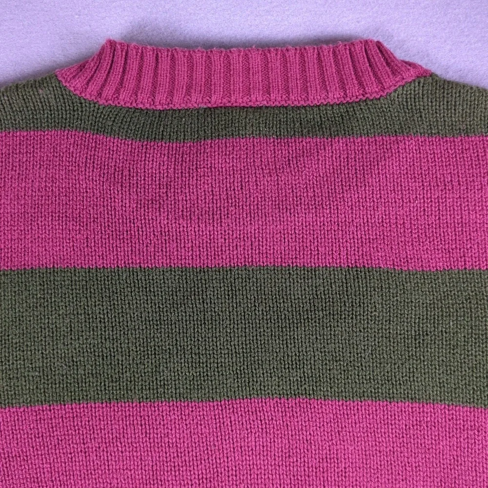 A Nightmare on Elm Street Sweater Mens Medium Red Green Stripe Pullover Crewneck